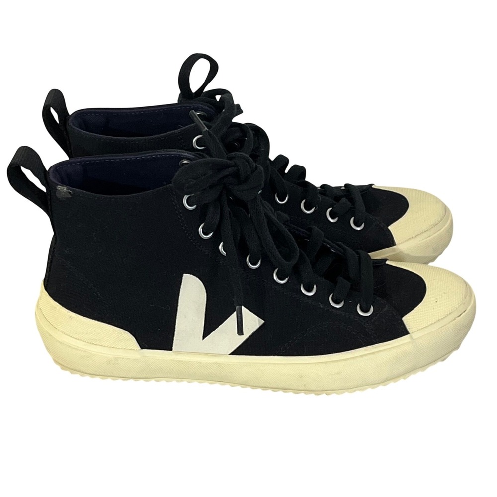 VEJA Nova HT Sneakers‎ High Top Lace Up Rubber Toe Black Canvas Women's 8